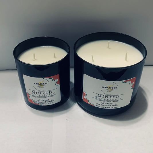 Minted Grapefruit 3 Wick Hand Poured Soy Candle